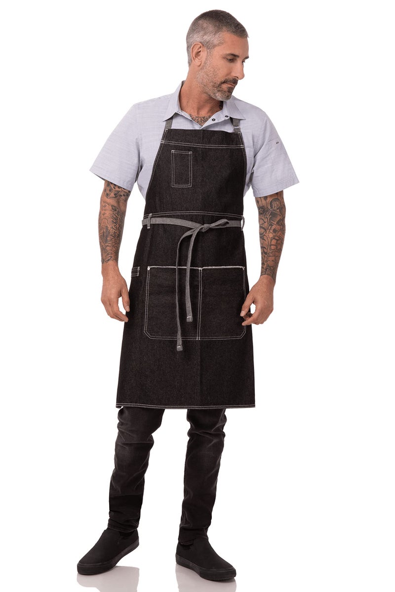Chef Works Unisex Bronx Bib Apron, Black, One Size - Image 2